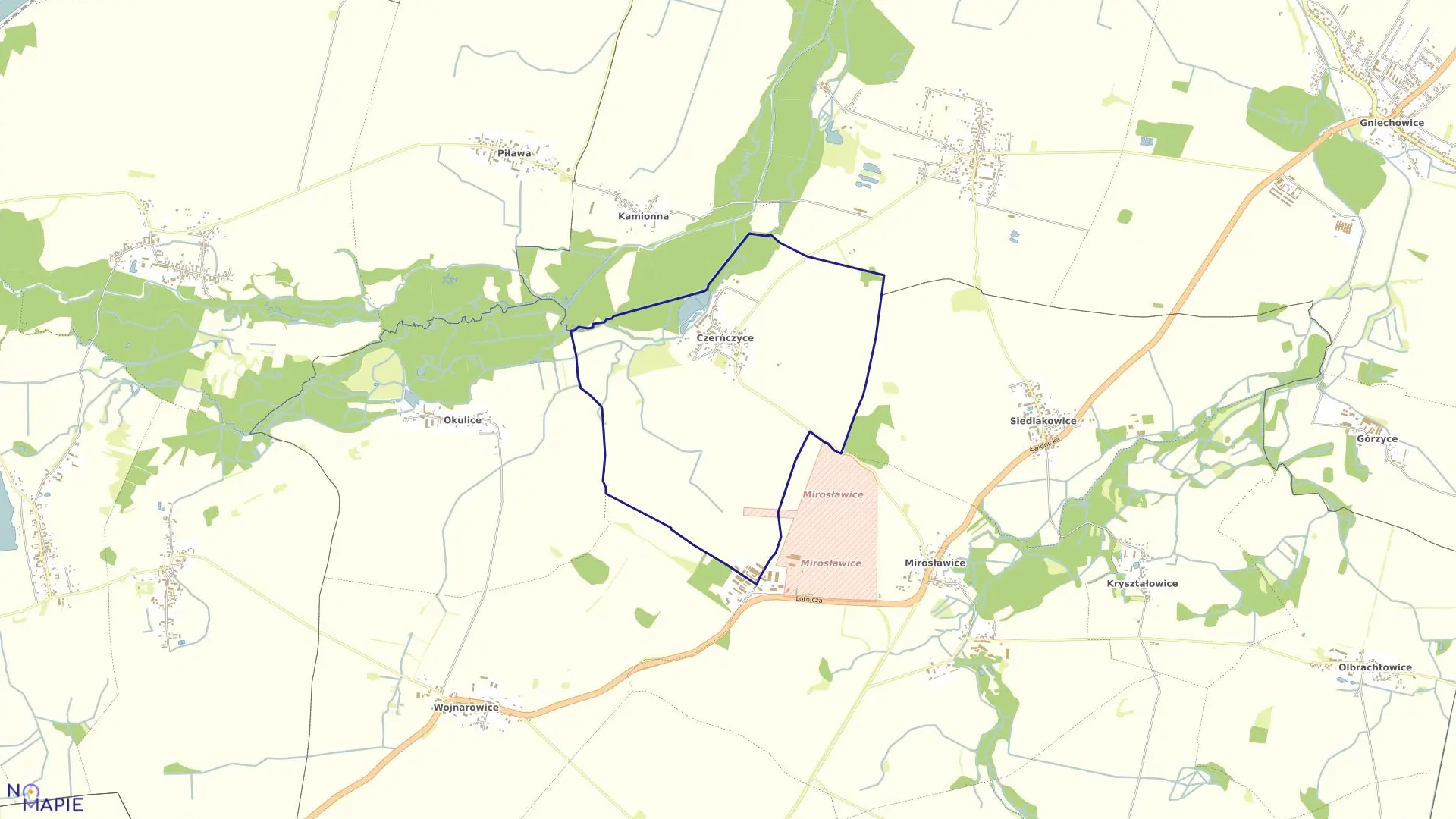 Mapa obrębu Czerńczyce w gminie Kąty Wrocławskie